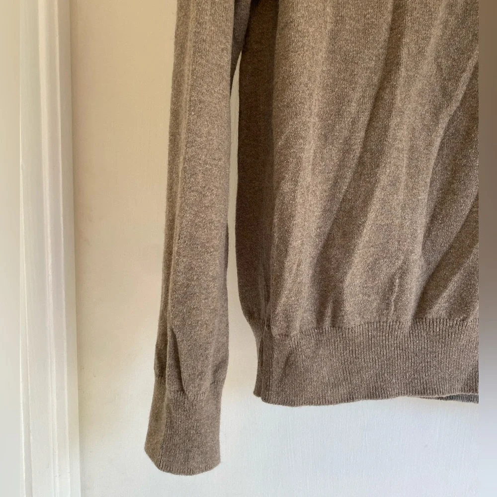 J Crew Men’s Cotton-Cashmere V-neck Pullover Long Sleeve Sweater Tan Brown Sz L